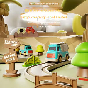 Ensemble de jouets éducatifs en gros de 62 pièces pour l'assemblage de voies de circulation forestière, ferroviaire et de course automobile - Product Image 3