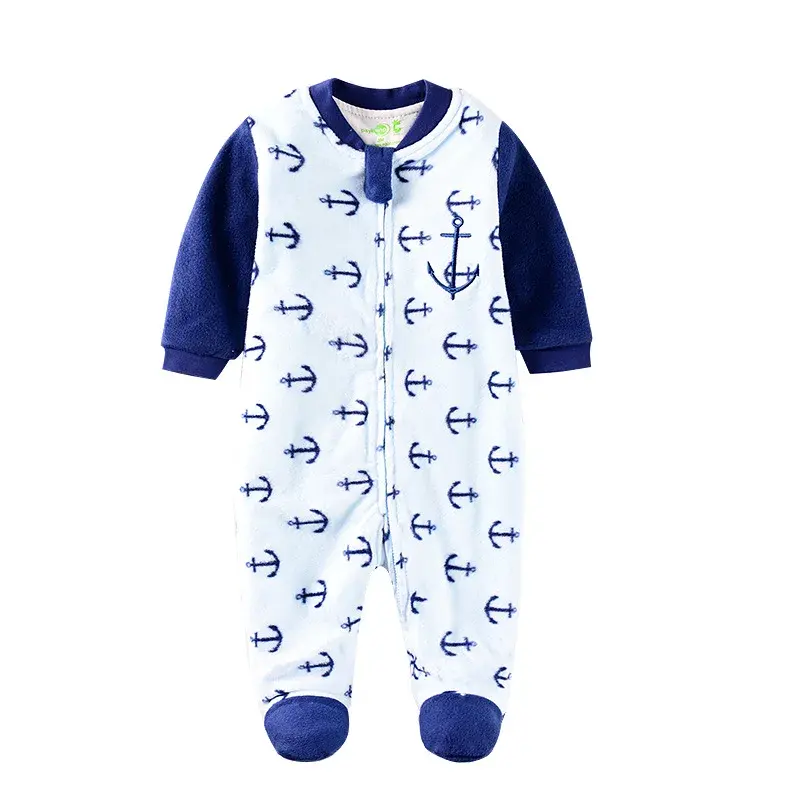 Thicken Up Warm Baby Pajamas Romper Winter-autumn Cotton Newborn Clothes Long Sleeve Baby Romper Front Footed Pajama