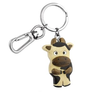 Portachiavi in legno a forma di mucca senza scatola - Product Image 1