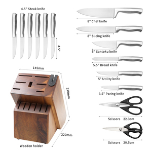 <span class=keywords><strong>Set</strong></span> di 15 <span class=keywords><strong>Coltelli</strong></span> da Cucina Multiuso Eleganti con Forbici Affilate, Supporto per <span class=keywords><strong>Coltelli</strong></span> da Chef e Affilacoltelli per Hotel e Ristoranti - Product Image 1
