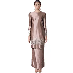 Oem ODM Malaysia thời trang baju kurung hồi giáo ăn mặc moden với ren abayas cho phụ nữ hồi giáo Dubai