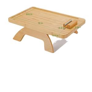 Plateau de canapé en bambou avec support de téléphone rotatif et plateau à collations pour salon - Product Image 5