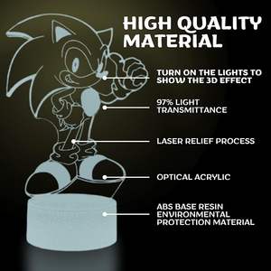 Lámpara LED de Noche con Ilusión 3D de Anime Sonic, con Control Remoto y por Aplicación, para Niños, Venta al Por Mayor - Product Image 5