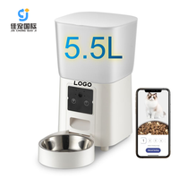 Comedero Inteligente para Gatos de 5.5L, Dispensador Automático de Comida para Gatos, Control Remoto por Aplicación, Cámara Wifi, Funciona con Batería