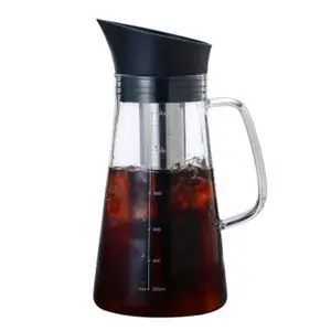 Taza de vidrio de borosilicato con filtro de café reutilizable de acero inoxidable, bebida helada, cafetera de fermentación fría, Verano