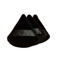 Houppette en coton floqué noire en forme de triangle, grande taille, haute densité, sans latex, réutilisable, avec sangle, pour usage humide et sec, logo personnalisé
