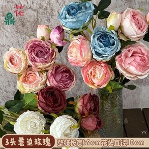 Rose artificielle Hua Ding en soie à 3 têtes pour la décoration de mariage et de la maison, style moderne - Product Image 5