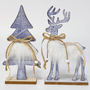 Décorations de Noël : Ornement de Noël en bois et peluche en forme d'élisar, pour arbre de Noël, comptoir de bureau et fenêtre - Product Image 2
