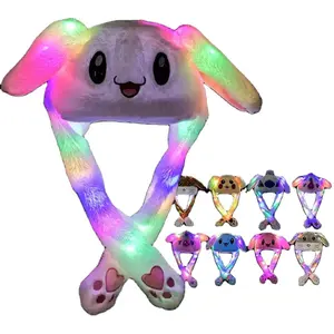 Chapeau de lapin en peluche personnalisé chapeau de jeu à rabat de canard en peluche chapeau de lapin ours léger en peluche led pour la fête