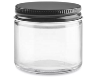 Toples Baller kaca sisi lurus bening Amber, 1oz 2 oz dengan tutup logam wadah bunga kering kaca