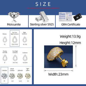 Gioielli di Halloween Hip Hop rapper placcato oro 925 in <span class=keywords><strong>argento</strong></span> Sterling VVS Moissanite Diamond glassato <span class=keywords><strong>orecchini</strong></span> a bottone con <span class=keywords><strong>teschio</strong></span> - Product Image 5