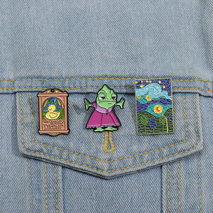 プリンセスカメレオンエナメルピンカスタムアヒルの子トカゲおとぎ話ブローチラペルバッグバッジファンのための映画ジュエリーギフト - Product Image 1