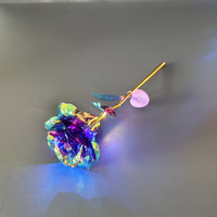Prix de gros - Roses en feuille d'or - Roses avec lumière LED pour Noël et la Saint-Valentin