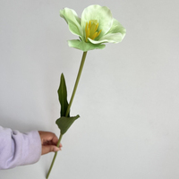 Nouvelle Fleur Artificielle en Soie PPS Style Tulipe Ouverte, Fleur de Tulipe Artificielle à Tige Unique avec Feuilles pour Décoration Maison et Fêtes