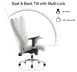<span class=keywords><strong>Chaise</strong></span> de bureau pivotante de direction moderne en cuir à dossier haut, inclinable, élégante et ergonomique avec hauteur réglable et roulettes - Product Image 3