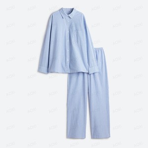 Abbigliamento donna OEM set Casual da donna in lino di cotone 2 pezzi abiti da lavoro Business set camicia a manica lunga pantaloni a vita alta - Product Image 2