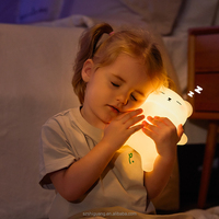 Lampe de chevet EGOGO Snore White Bear Pat en silicone, lumière douce blanc chaud, rechargeable par USB, protection oculaire, lampe souple, bruit blanc