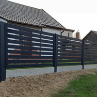 Clôture d'intimité horizontale à persiennes en aluminium noir thermolaqué, écran à lattes en alu pour mur extérieur de villa et cour, 6 pieds, marque Prime