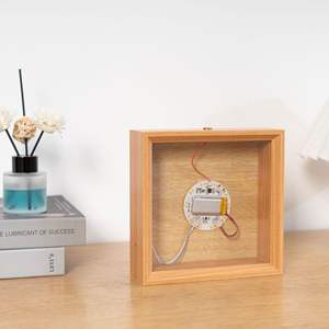 กรอบรูปไม้สี่เหลี่ยมสำหรับตกแต่งบ้านข้างเตียง พร้อมไฟกลางคืนขนาดเล็กแบบชาร์จได้ ลายภาพวาดอักษรวิจิตร - Product Image 2