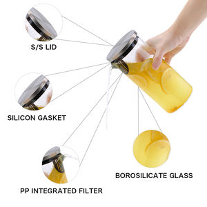 <span class=keywords><strong>Carafe</strong></span> en verre borosilicate de luxe faite à la main la plus populaire avec couvercle et <span class=keywords><strong>filtre</strong></span> en acier inoxydable écologique pour boire - Product Image 3