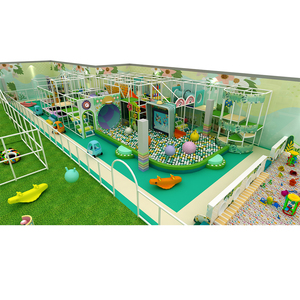 Aire de jeux intérieure personnalisée sur le thème vert, équipement de terrain de jeux souple, château gonflable pour enfants avec fosse à sable et manège - Product Image 2