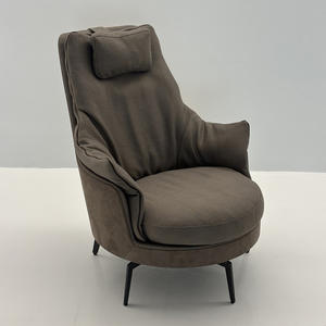 Fauteuil de salon de luxe en acier inoxydable et cuir, chaise individuelle pour la maison, l'hôtel, le bureau, personnalisable - Product Image 3