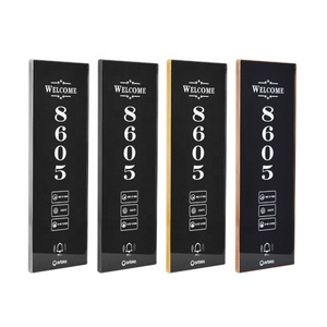 Fábrica al por mayor negro templado personalizado Hotel Placa de puerta electrónica con número de habitación panel de la puerta - Product Image 1