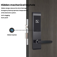 Cerradura de Puerta de Hotel Nueva con Software de Gestión, Desbloqueo con Tarjeta, Sistema Electrónico de Seguridad Inteligente, Cerradura de Hotel Integral Negra Inteligente con Llave