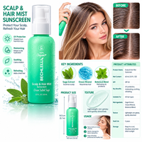 Brume solaire pour cuir chevelu SPF 30, protection UV, parfum sauge, soin solaire léger, produits de soin capillaire OEM ODM, étiquette privée