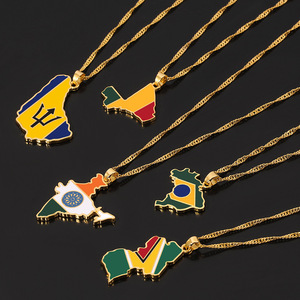 Collier avec pendentif carte du <span class=keywords><strong>monde</strong></span>, accessoires de cou, drapeaux de la Somalie, de la Palestine, de l'Angladesh, de Samoa, d'Afrique, bijoux pour femmes, matériau or, <span class=keywords><strong>2021</strong></span> - Product Image 4