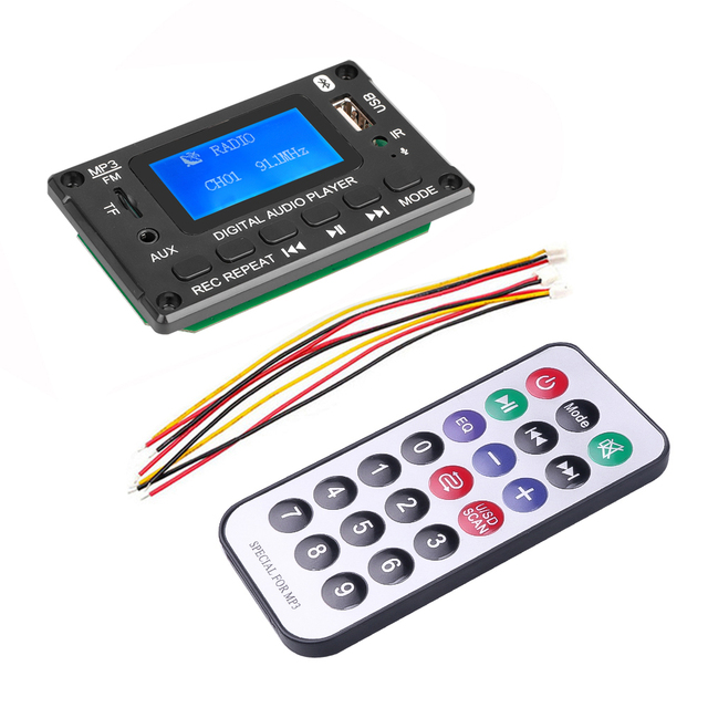 DC 5V 12V MP3 Decoder Board WMA Decoding MP3 Player BT 5.0 Audio Module Support WMA WAV TF USB FM Radio Handsfree Call