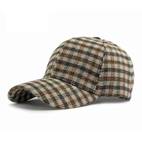 Gorro de Béisbol Unisex de Primavera y Otoño, Estilo Retro Británico, 6 Paneles, Ajustable, Cálido, con Estampado de Tartán