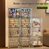 Organisateur de bureau transfrontalier sans perçage, en plastique, moderne et minimaliste, transparent, avec roulettes, multi-niveaux, pour jouets et boîtes mystères