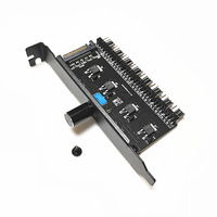 Controlador de ventilador manual de 8 vías Soporte de montaje PCI con 4 perillas para ventiladores de PC de 3/4 pines alimentados por Molex de 4 pines