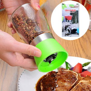 Pepper Grinder Glass Bottle Manual Kitchen Tool For Coffee Beans Sesame Seeds Seasoning Storage Cylinder Shape Food Grade - Product Image 1