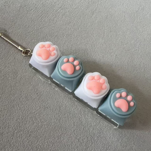 Llavero de silicona suave con 4 botones de garras de gato Kawaii, teclas de teclado DIY para descompresión y alivio del estrés, probador de teclas, colgante para teléfono móvil - Product Image 2