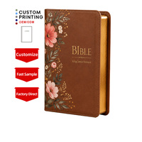 Nouvelle conception, impression de livre avec motif personnalisé, estampage à chaud en feuille d'or PU, couverture rigide, Bible espagnole standard