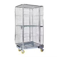 Conteneur à roulettes en acier pliable à quatre roues, robuste, pour entrepôt, capacité de 500 kg, facile à déplacer