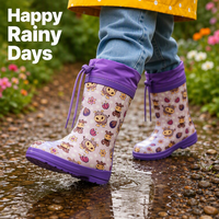 Chaussures imperméables pour enfants avec logo personnalisé, imprimé floral, antidérapantes, 100% caoutchouc naturel, bottes de pluie pour fillettes, jardin
