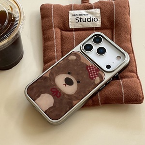 Dễ Thương Blush Gấu Hàn Quốc Acrylic Chống-Mùa Thu Chống-Dấu Vân Tay Phim Hoạt Hình Nhân Vật Điện Thoại Di Động Trường Hợp Cho 17 Pro Max - Product Image 3