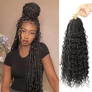 Tresses synthétiques bouclées bohèmes de 10 à 22 pouces, style <span class=keywords><strong>crochet</strong></span>, avec extrémités ondulées désordonnées, pour coiffures boho - Product Image 2