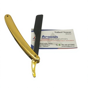 Wholesale Custom Logo Professional Manual <b>Shaving</b> Razor Stainless Steel Blade Wood Plastic Single Blade Face Underarm Use Gold - Product Image 1