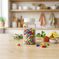 Flacon à pilules en plastique PET transparent de 200 cc avec bouchon résistant aux enfants, couvercle de sécurité CRC, emballage pour capsules de médicaments, compléments alimentaires