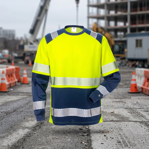 High Visibility Class 2 Reflective Waterproof Quick Dry Breathable Safety Sweater with Customized Logo and Yellow Navy Workwear - Product Image 2