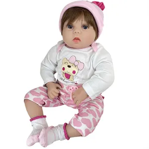 Sitting Girl reborn doll Have Pink Hat Look Like Real 22inch Girl Handmade reborn baby