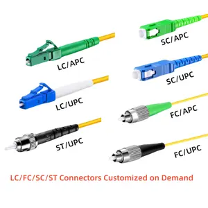 Cabo de remendo óptico 2.0mm, fornecimento de fábrica, cabo de fibra óptica com buffer apertado, SC para roteador de data centers, LC OS2