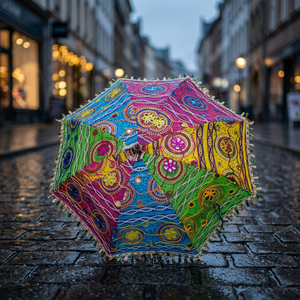 Grand parasol de patio traditionnel brodé à la main avec motif floral, idéal pour les mariages, décoration intérieure et extérieure, tente auvent - Product Image 3