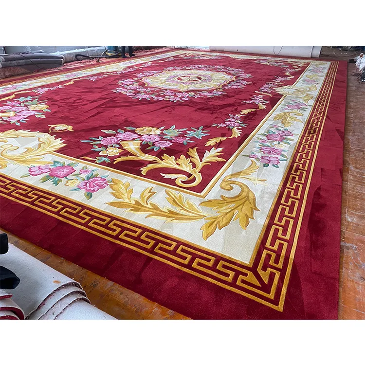 Gran alfombra tradicional 8 por 10 Alfombra personalizada X 11 Crema Rojo Beige Alfombra moderna hecha a mano