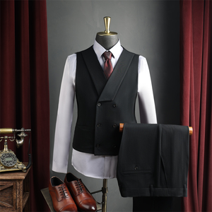 <span class=keywords><strong>Completo</strong></span> da <span class=keywords><strong>Uomo</strong></span> Doppiopetto Blu Navy/Caffè, Stile Britannico Formale, per Matrimoni, Damigelli d'Onore, Business Casual, Taglie Forti, con Caratteristiche Speciali - Product Image 4