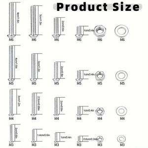 1059pcs 304 Stainless Steel Screw And Nut Set Metric Round Head Phillips Pan Head Grade A Class 8.8 For Standard Use - Product Image 3